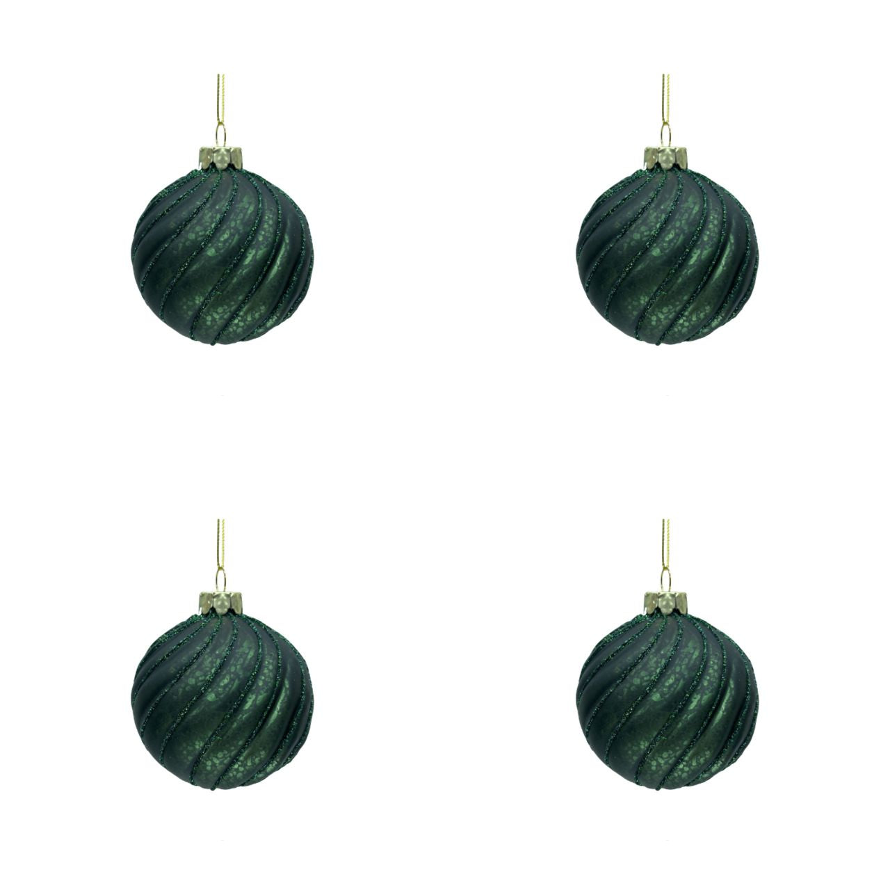 Julekugle m. swirls, 4 stk.